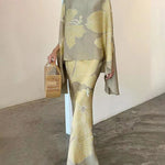 HIGH COLLAR FLORAL ELEGANT SLIM SET