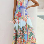 Unique Printed Spaghetti Strap Square Neck Casual Holiday Maxi Dress