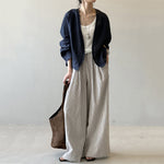 Striped Straight High Waist Loose Wide Leg Pants
