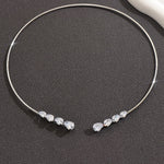 Fashionable Teardrop-shaped Zircon Copper Coil Open Necklace