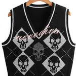 Halloween Skull Argyle Knit Sweater Vest