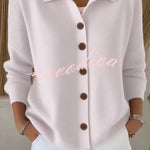 Casual Stylish Knit Solid Color Shirt Neck Button Up Long Sleeve Cardigan
