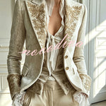 Aurelia Vintage Velvet Embroidered Blazer