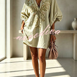 Gypsy Soul V-Neck Puff Sleeve Tunic Dress