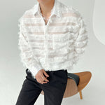 Tassel Striped Hollow Loose Shirt