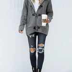 Zeagoo Women's Casual Loose Fitting Fluffy Button Down Knitwear Coatigan Chunky Cable Hooded Cardigan