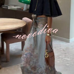 Next Vacation Denim Mock Neck Short Flutter Sleeves Crop Top