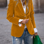 Elegant Velvet Slim-fit Faux Pocket Suit Jacket