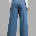 Stylish High-waisted Crossover Placket Pocket Casual Jeans