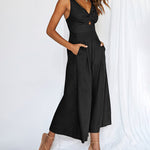 Zeagoo Women's Casual Sleeveless Hollows High Waist Bodysuit Spaghetti Strap Loose Jumpsuit Overalls