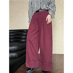 Cuffed Wide-leg Cotton High-rise Straight-leg Trousers