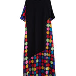 Loose Short Sleeves Multi-Colored Polka-Dot Split-Joint Round-Neck Midi Dresses