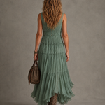 Ava | Gathered V-Neck Maxi Dress for Women