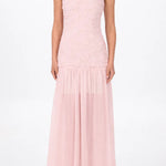 Stylish Three-dimensional Floral Chiffon Patchwork Strapless Elegant Maxi Dress