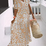 CHRISTINE™ | Long Summer Dress with Flowing Cut and Elegant Graphic Pattern