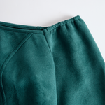 Western Green Faux Suede One-Shoulder Slit Patchwork Tassel Midi Dress