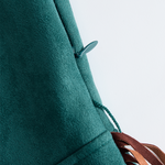 Western Green Faux Suede One-Shoulder Slit Patchwork Tassel Midi Dress