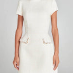 Exquisite And Playful Pearl Trim Pocket Mini Dress