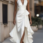 The Spark | Satin Dress with Draped Waist