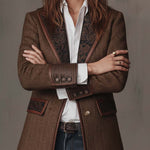 Josephine™ | Herringbone Printed Panel Blazer
