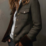 Colette™ | Vintage Herringbone Trim Blazer