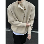 Turtleneck Loose-fitting Button-down Knit Sweater