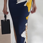 Elegant Printed Workplace Party Festival Midi Dress