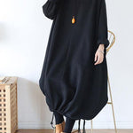100% hooded asymmetric cotton Wardrobes Work black Maxi Dress