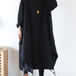 100% hooded asymmetric cotton Wardrobes Work black Maxi Dress