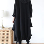 100% hooded asymmetric cotton Wardrobes Work black Maxi Dress