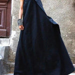 100% navy cotton linen quilting clothes sleeveless patchwork Love Dresses