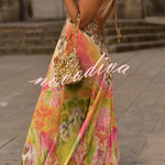Bohemian Style Unique Print Sleeveless Backless Loose Maxi Dress