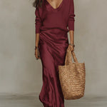 Anaïse | Elegant satin midi dress