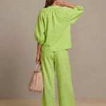Natalia™ | Zip Front Blouson Top Wide Leg Set