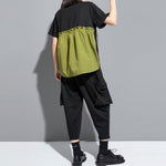 Contrast Color Stitching Loose Short-sleeved T-shirt