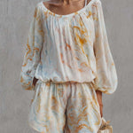 Elegant Urban Print White Chiffon Set