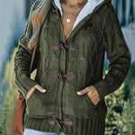 Zeagoo Women's Casual Loose Fitting Fluffy Button Down Knitwear Coatigan Chunky Cable Hooded Cardigan