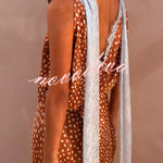 Stunning Fawn Print Contrast Color Satin Lace Trim Neck Strap Loose Tank