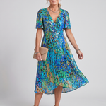 Mirabel | Flutter Sleeve Gathered Waist Floral Print Midi Dress