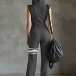 Giada™ | Retro Hooded Sports Jumpsuit with Stripes