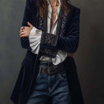 Marguerite | Navy Embroidered Longline Jacket