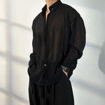 ã€�50 Shades of Blackã€‘Transparent Tulle Loose Shirt