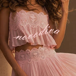 Dreamy Crinkle Chiffon Lace Trim Tank and High Rise Loose Lantern Pants Set