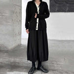 Loose Knitted Cardigan with Contrast Buttons