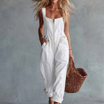 Casual Retro Square Neck Front Zipper Light Yellow Denim Jumpsuit