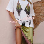 Nashville Night Out Colorful Tassel Bikini Fun Pattern Loose-fitting T-shirt