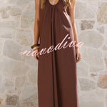 Solid Color Loose Sleeveless Casual Vacation Maxi Dress