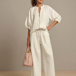 Natalia™ | Zip Front Blouson Top Wide Leg Set