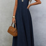 Solid Color Sleeveless Loose Casual Vacation Style Maxi Dress