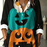 Halloween Shirt with Evil Spirit and Witch Hat Pattern
